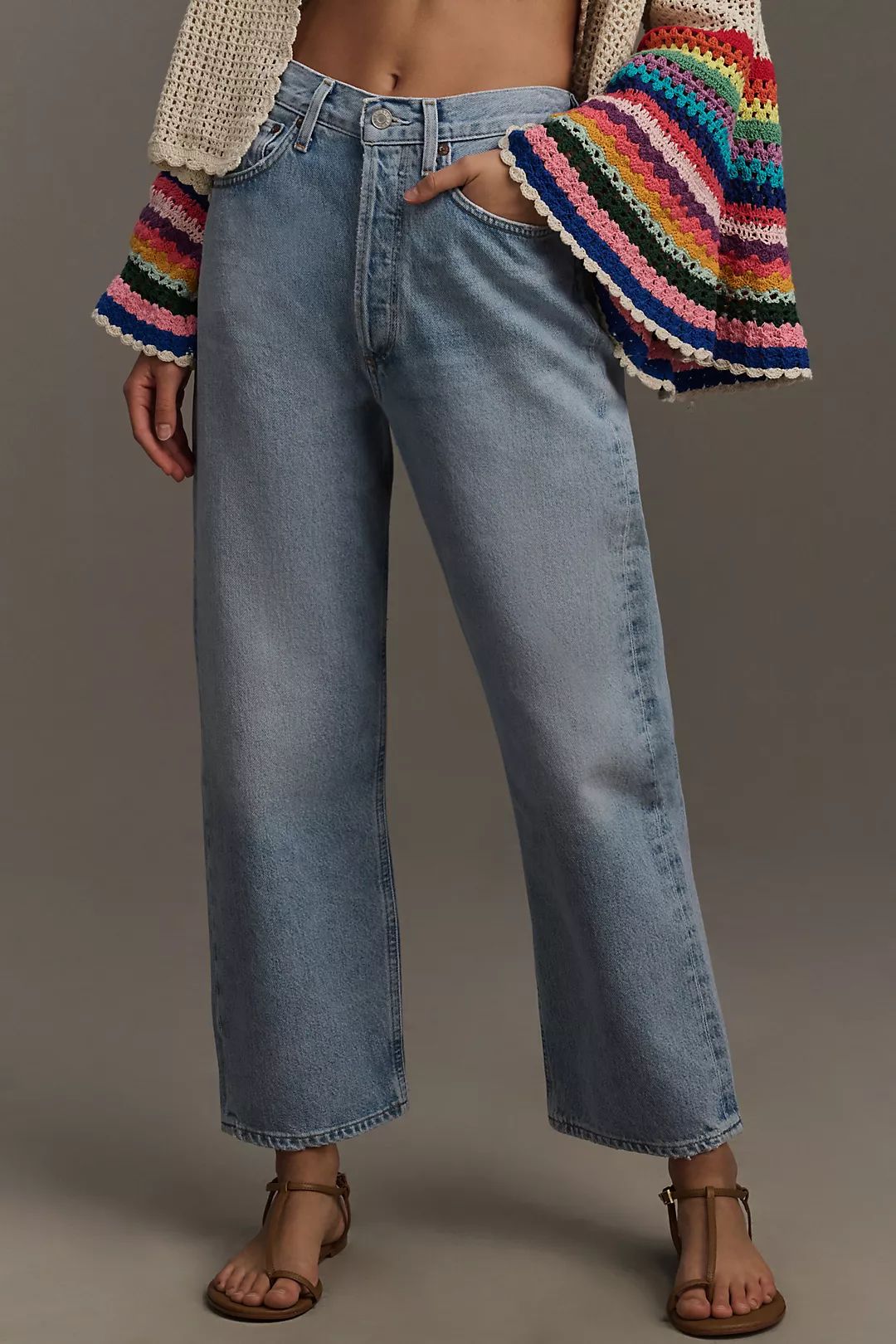 AGOLDE 90s Crop Mid-Rise Loose Straight-Leg Jeans | Anthropologie (US)