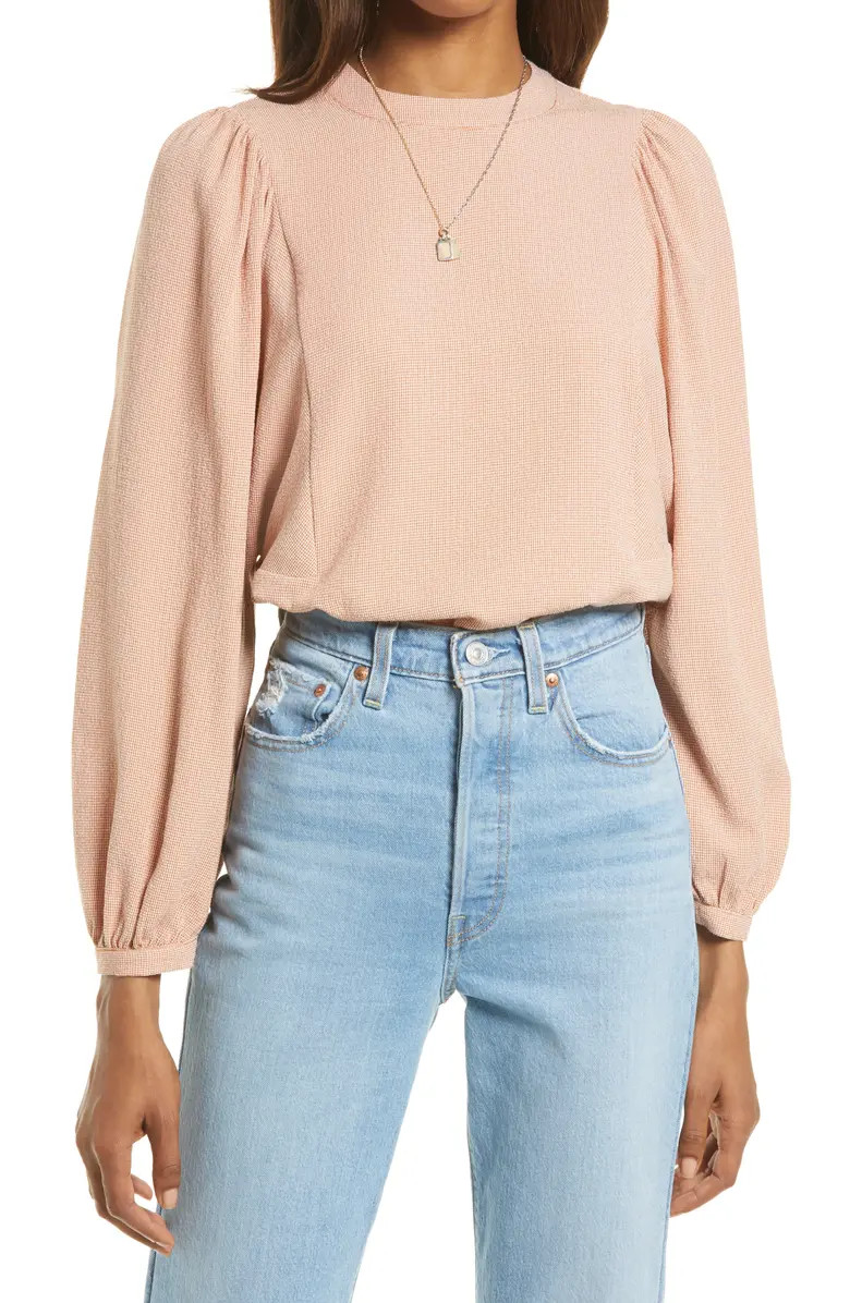Balloon Sleeve Check Print Top | Nordstrom