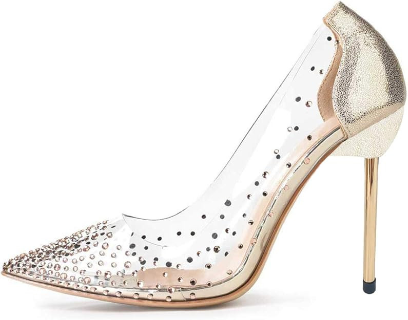 FSJ Women Studded Pointed Toe Transparent Pumps High Heels Shoes with Cute Bowknot US Size 4-15 M | Amazon (US)