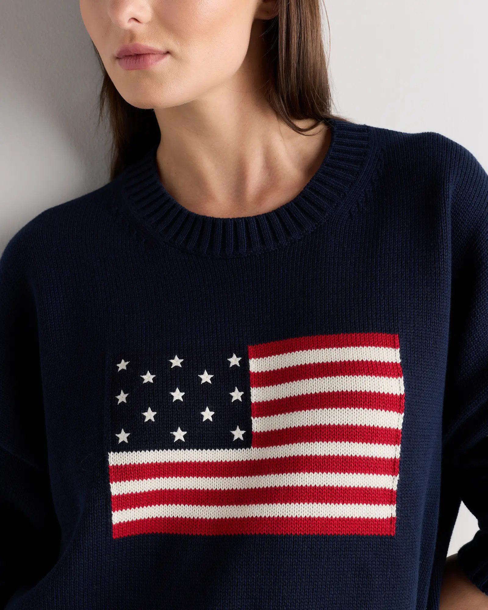 Women's 100% Organic Cotton Flag Sweater in Navy Flag | Quince