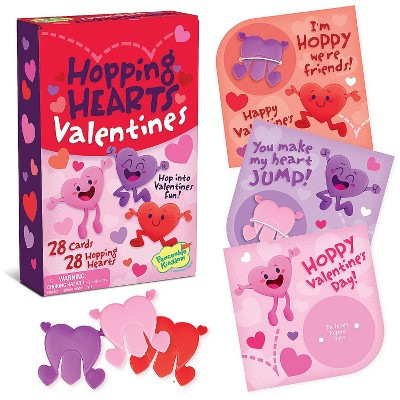Peaceable Kingdom Hopping Hearts Valentines – 28 Cards & 28 Hopping Heart Toys in 3 Colors – Kids Classroom Valentine Exchange Set, Ages 4+ | Target