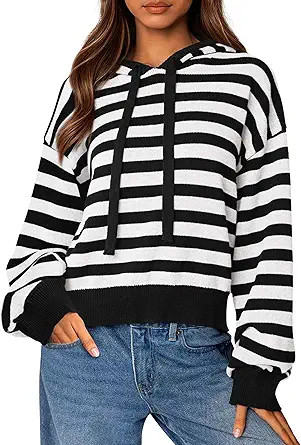PRETTYGARDEN Hoodies for Women Fall Fashion 2026 Striped Pullover Sweaters Casual Long Sleeve Top... | Amazon (US)