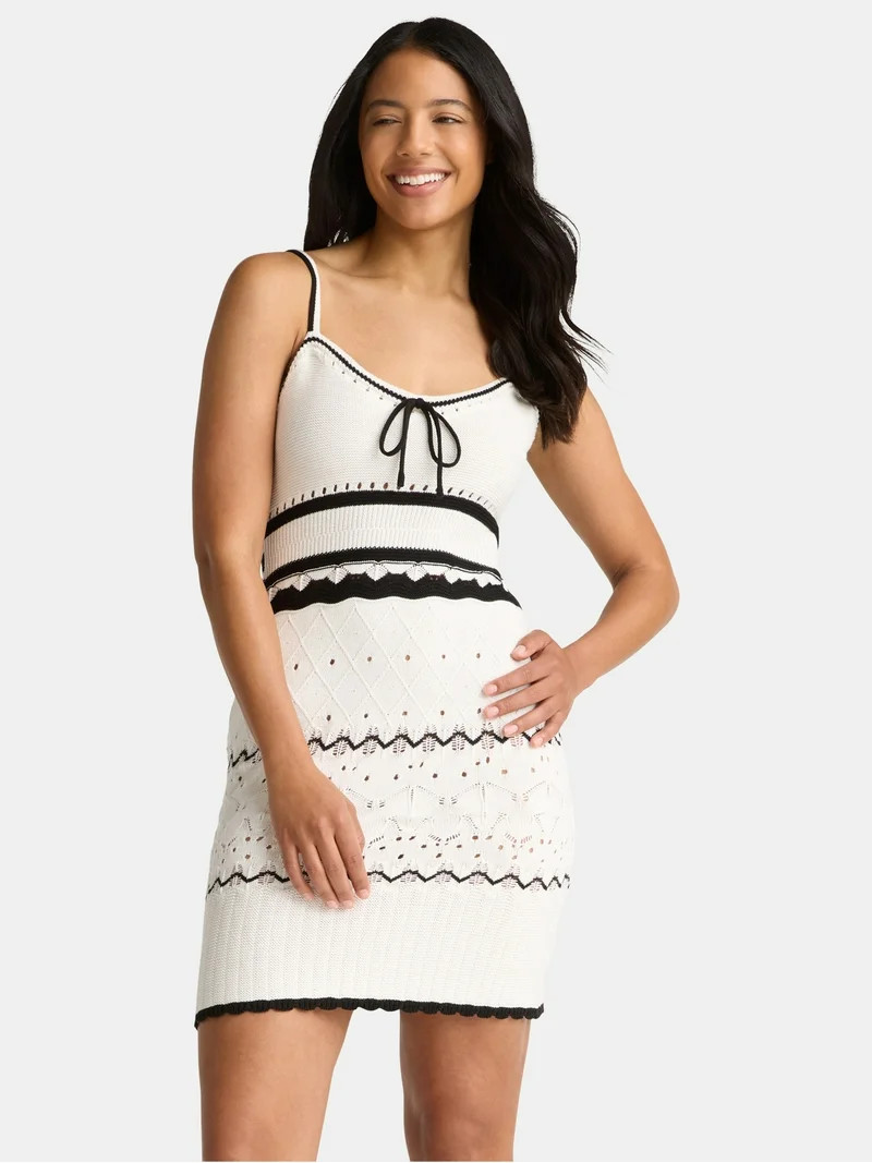 Madden NYC Women's Pointelle Knit Stripe Mini Dress, Sizes XXS-XXL | Walmart (US)