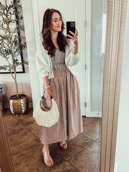 Brown &cream, striped maxi dress with smocked chest and spaghetti straps! 🤎🤍Also has pockets! Wearing size small

Neutral dress, spring dress, vacation dress, maxi dress 

#LTKsalealert #LTKfindsunder50 #LTKstyletip