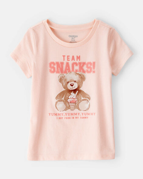 Toddler Girl Team Snacks Bear Short-Sleeve Graphic Tee - Pink | Carter's Inc