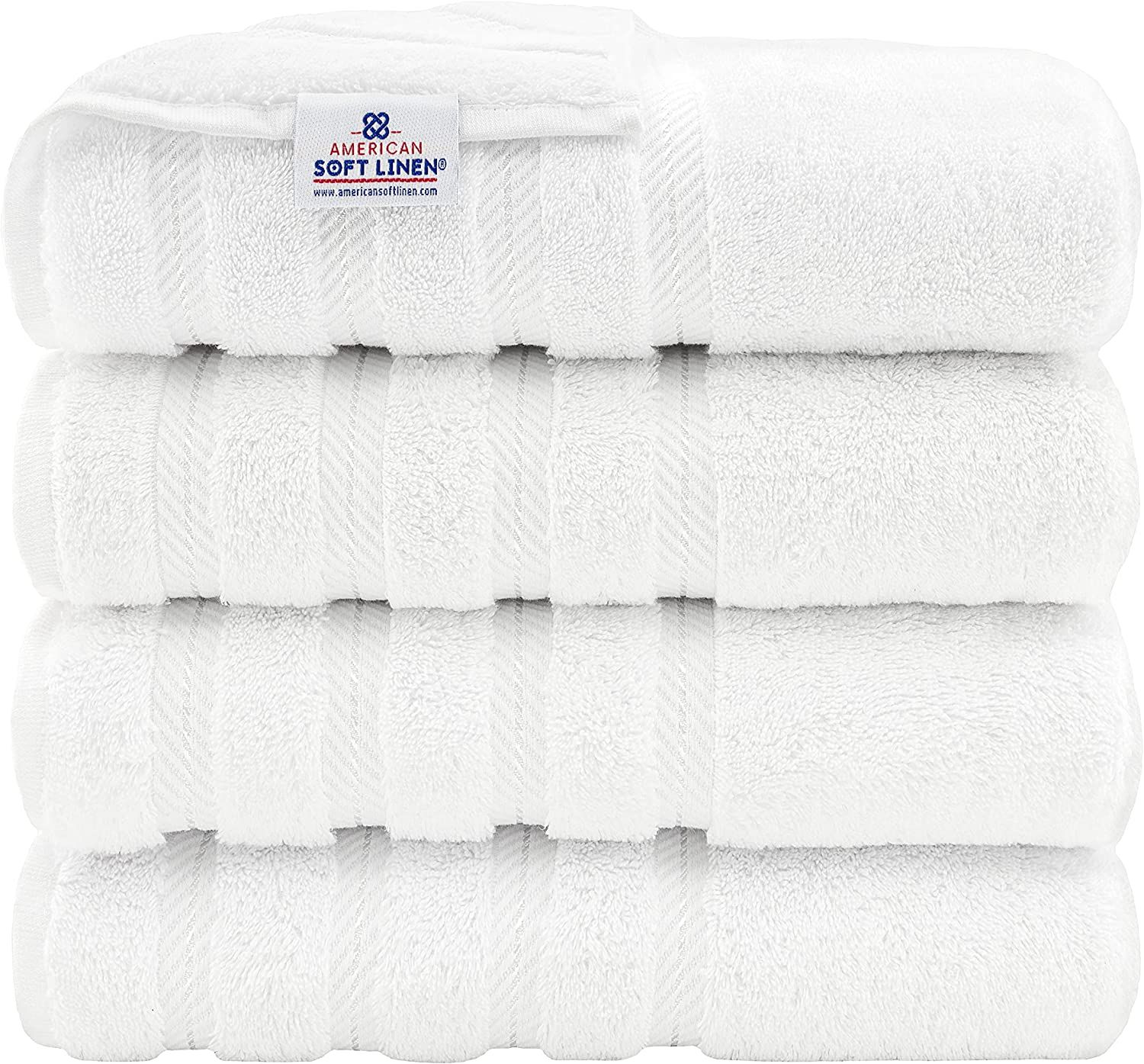 American Soft Linen 4 Piece Bath Towel Set, 100% Turkish Cotton Bath Towels for Bathroom, 27x54 i... | Amazon (US)