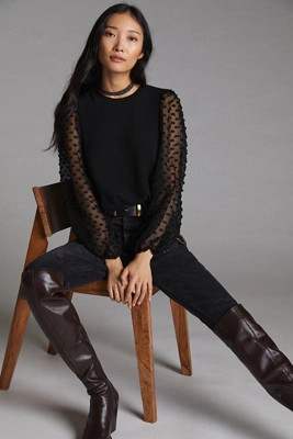 Maeve Textured-Sleeve Top | Anthropologie (US)