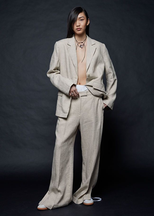 Tailored Linen Trousers - Oatmeal - & Other Stories IE | & Other Stories (EU + UK)