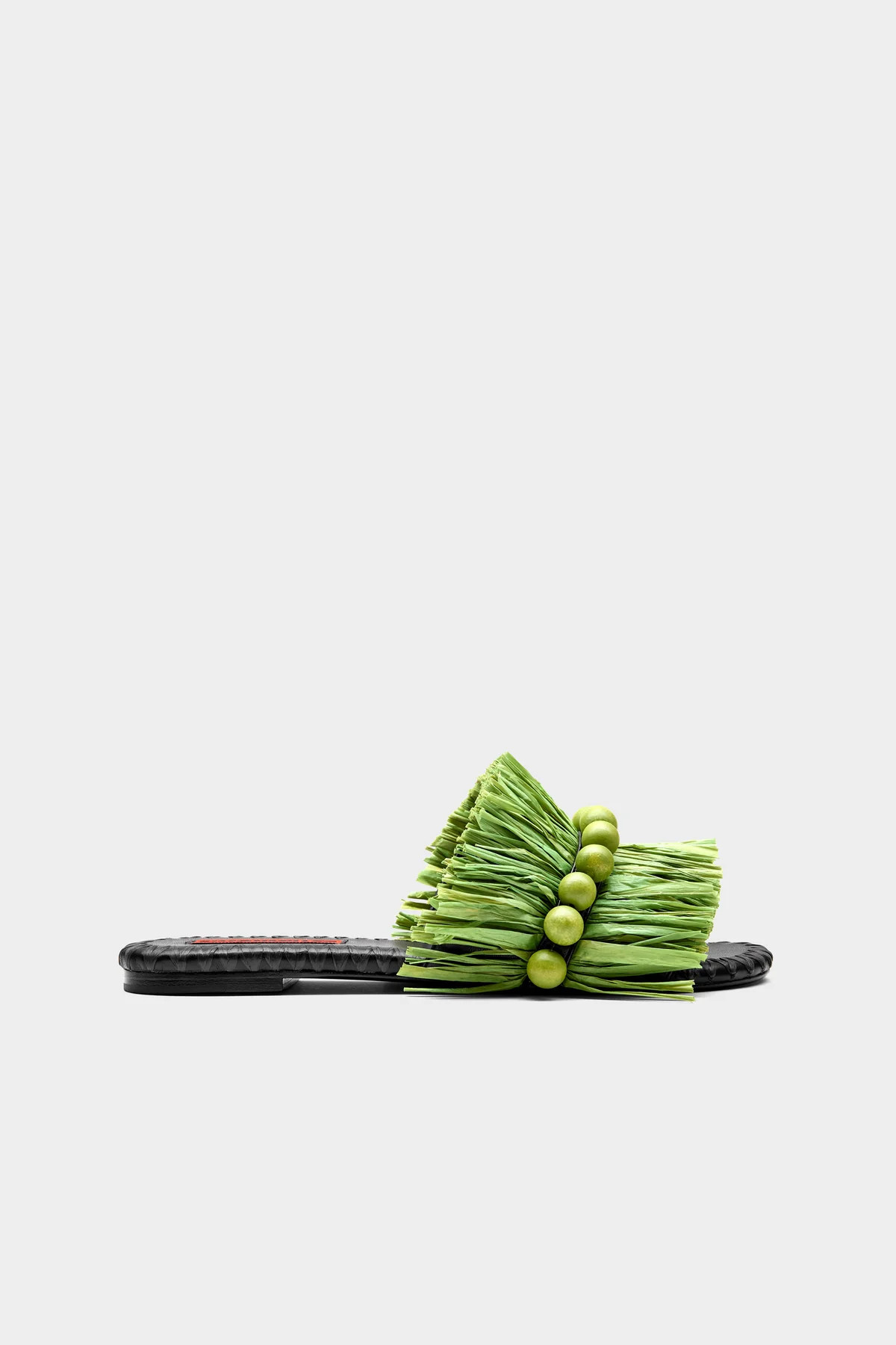 Island Fringe Salerno Sandal In Moss Green/Black | Simon Miller