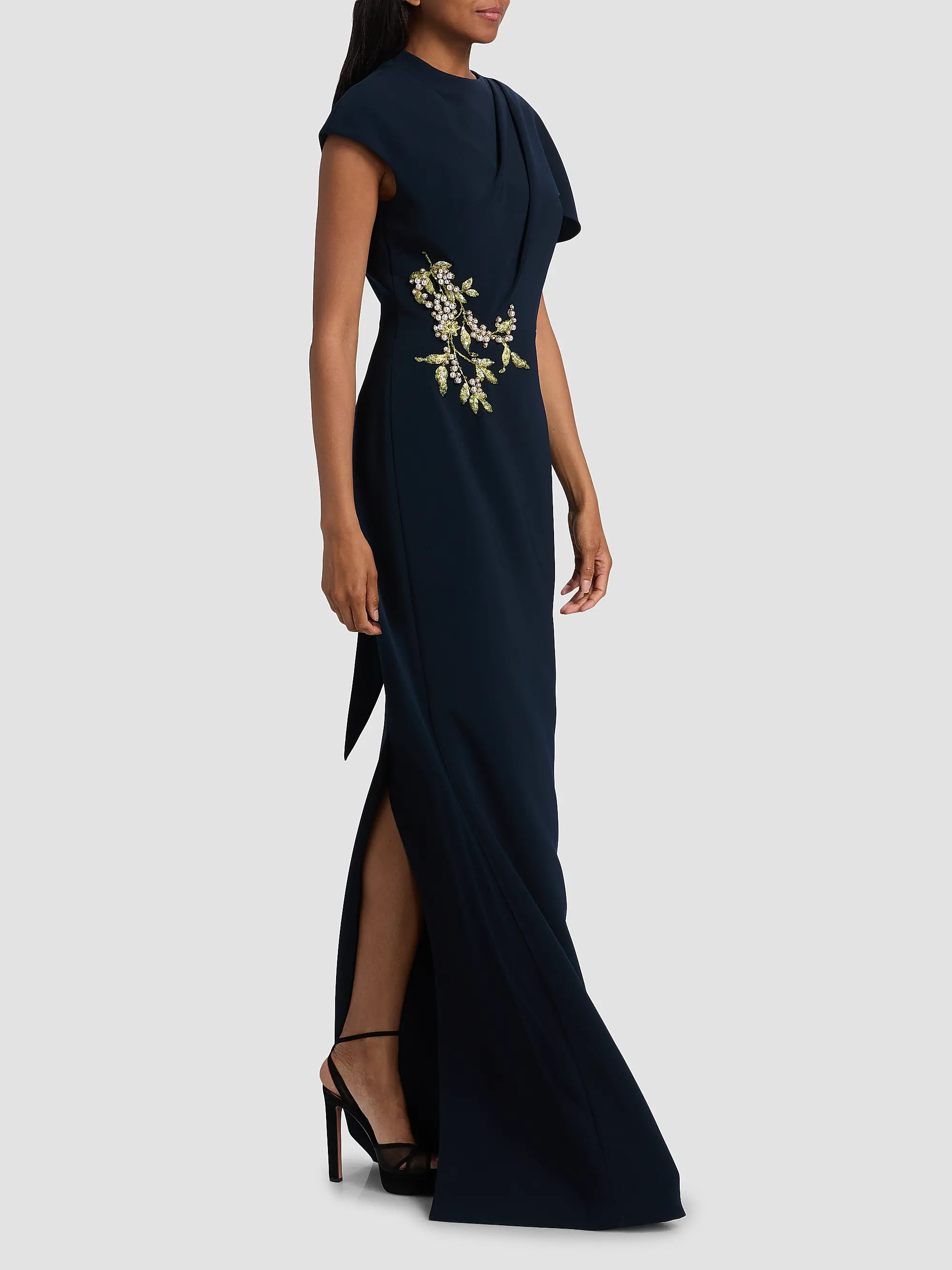 Pearl-Embellished Draped Cape Column Gown | Saks Fifth Avenue