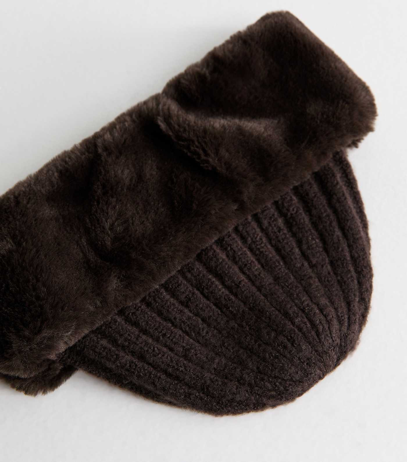 Dark Brown Faux Fur Trim Hat | New Look | New Look (UK)