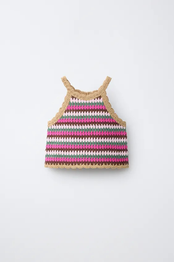 STRIPED CROCHET KNIT TOP | Zara US