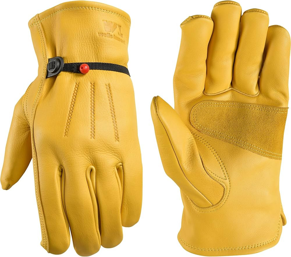 Wells Lamont mens Leather Work Gloves with Wrist Closure DIY Yardwork Construction Motorcycle Lar... | Amazon (US)