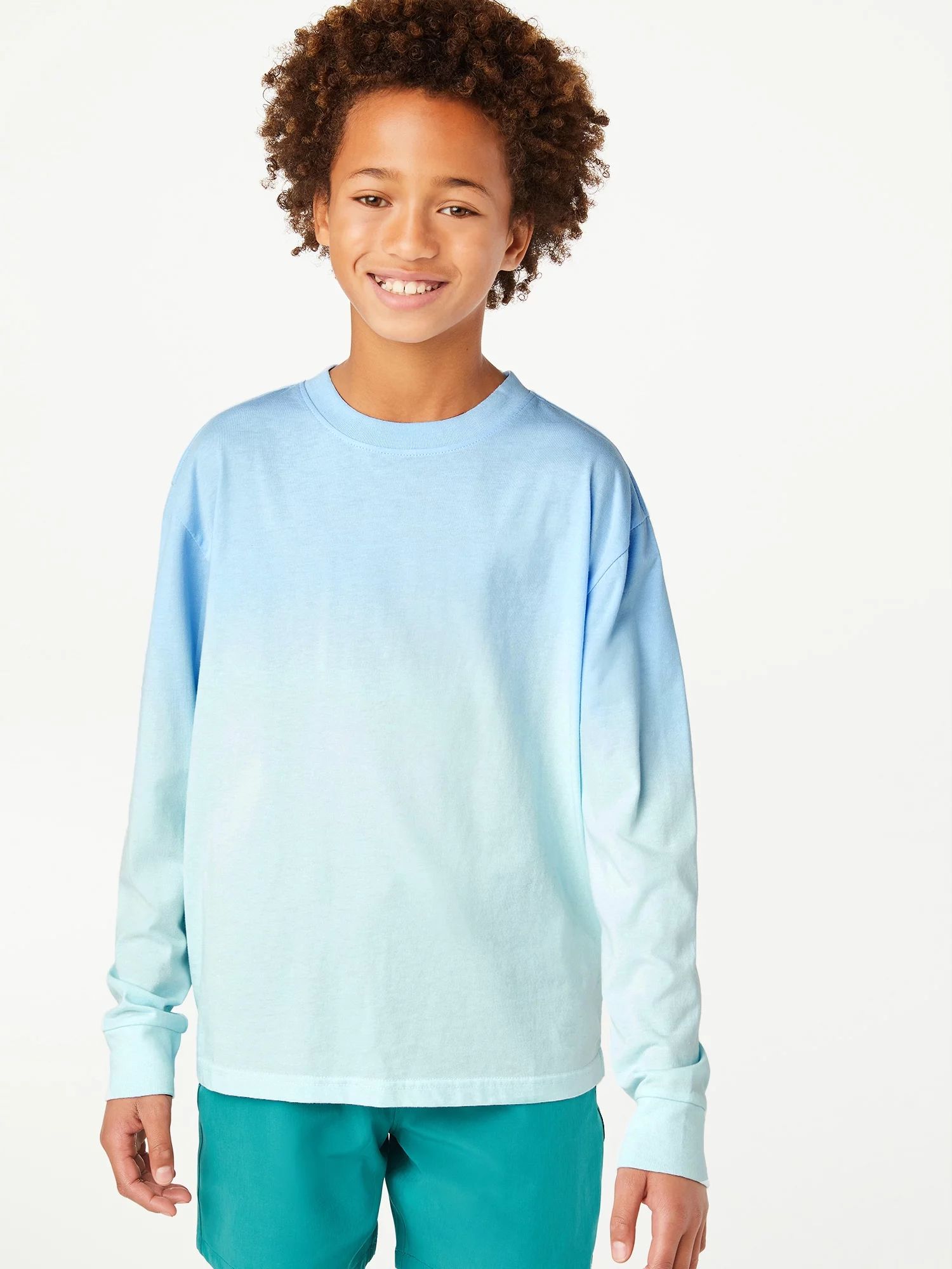 Free Assembly Boys Long Sleeve Dip Dye T-Shirt, Sizes 4-18 - Walmart.com | Walmart (US)