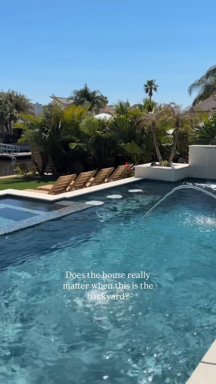 My answer? “Kind of, but not that much.” 😂. I saw a backyard with basically a blank slate for renovating exactly how we wanted. We did spend five months having the interior renovated first, but it didn’t add to the barely 1700sq ft footprint of the house. And that’s okay, because who wants to sit inside when you’ve got all this outside? Not me! 😎🌴 

Comment “shop” for a DM with our outdoor furniture and accessories.

#outdoorliving #backyarddesign #coastalliving #backyard_dreams #pooldesign
