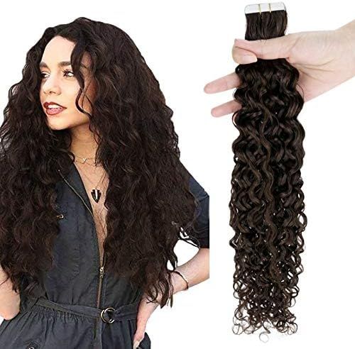 RUNATURE Hair Extensions for Women Tape in Real Hair 22 Inch Natural Wavy Extension Tape in Human... | Amazon (US)