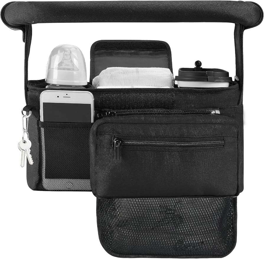 Momcozy NON-SLIP Universal Stroller Organizer | Insulated Cup Holder | Detachable Phone Bag & Sho... | Amazon (US)
