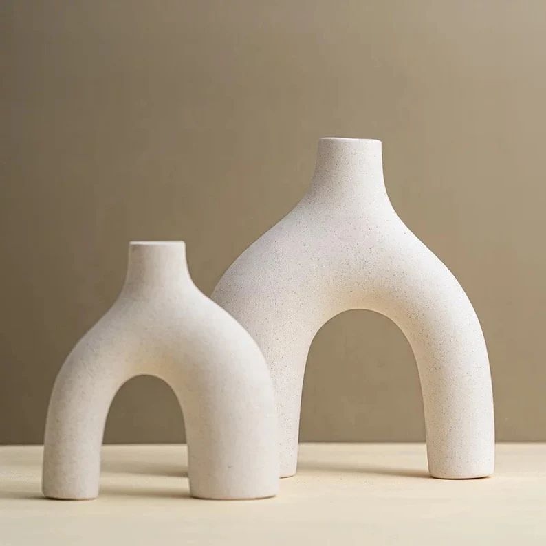Nordic Modern Irregular Shape Ceramic Vase with two legs| Minimalist Pottery Vase|Boho decor Vase... | Etsy (US)