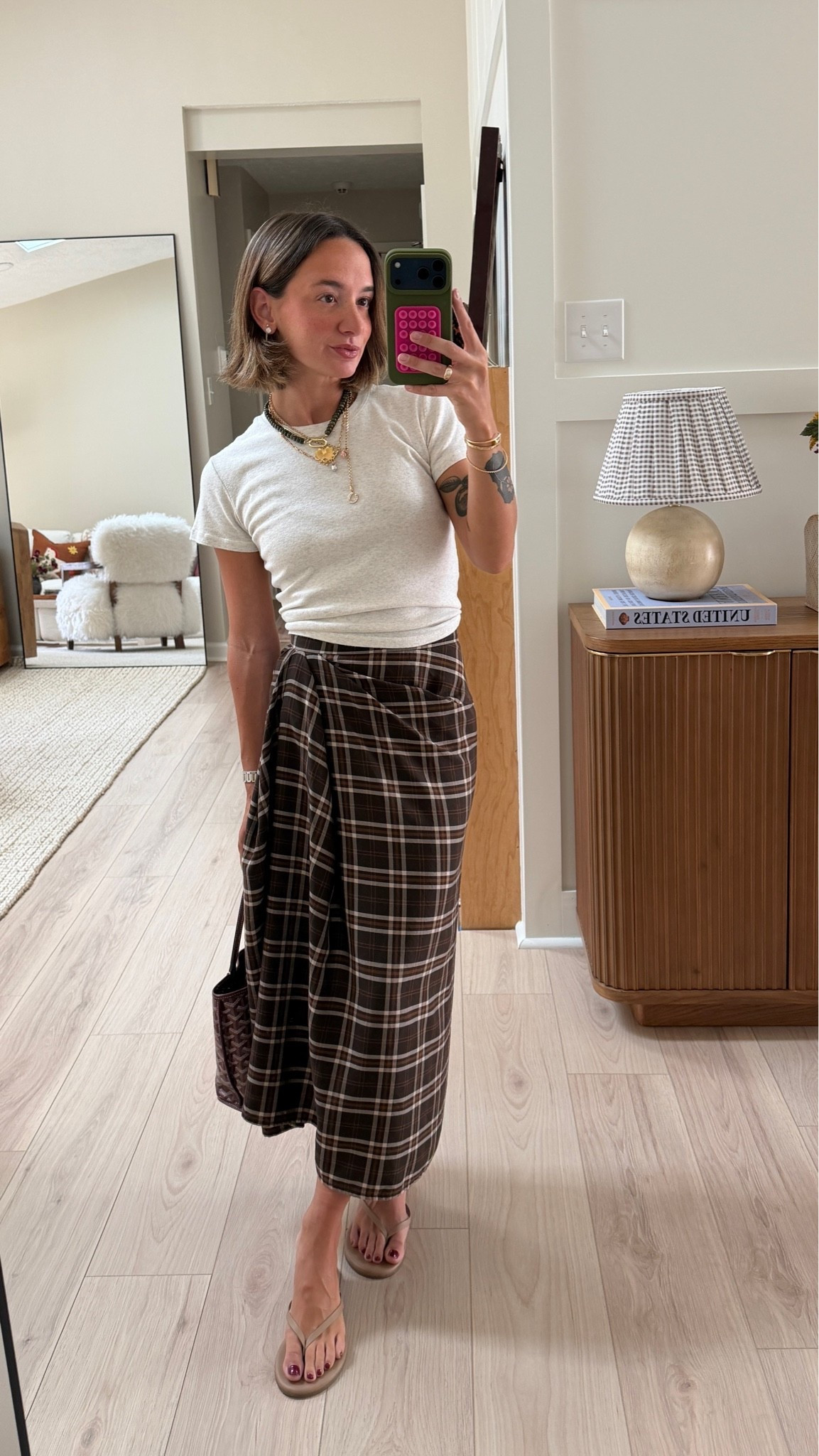 0 in skirt! Size up if you want to wear it low waisted. Exact tee is from Brandy Melville but found similar shade at Aritzia