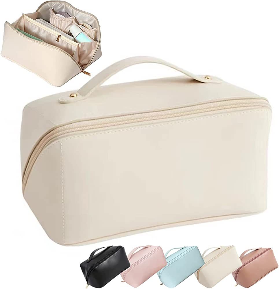 Large Capacity Travel Cosmetic Bag - Multifunctional Makeup Bag for Easy Access, Waterproof Large... | Amazon (US)