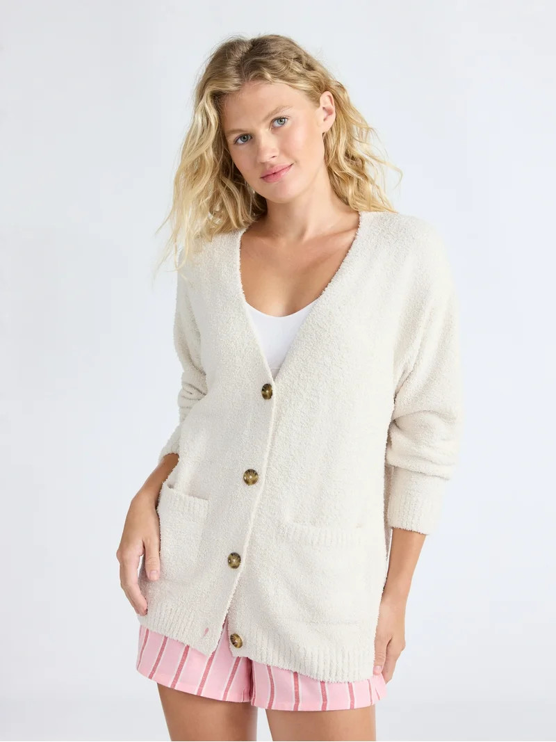 Joyspun Women's Fuzzy Front Pocket Cardigan, Sizes XS-3X | Walmart (US)