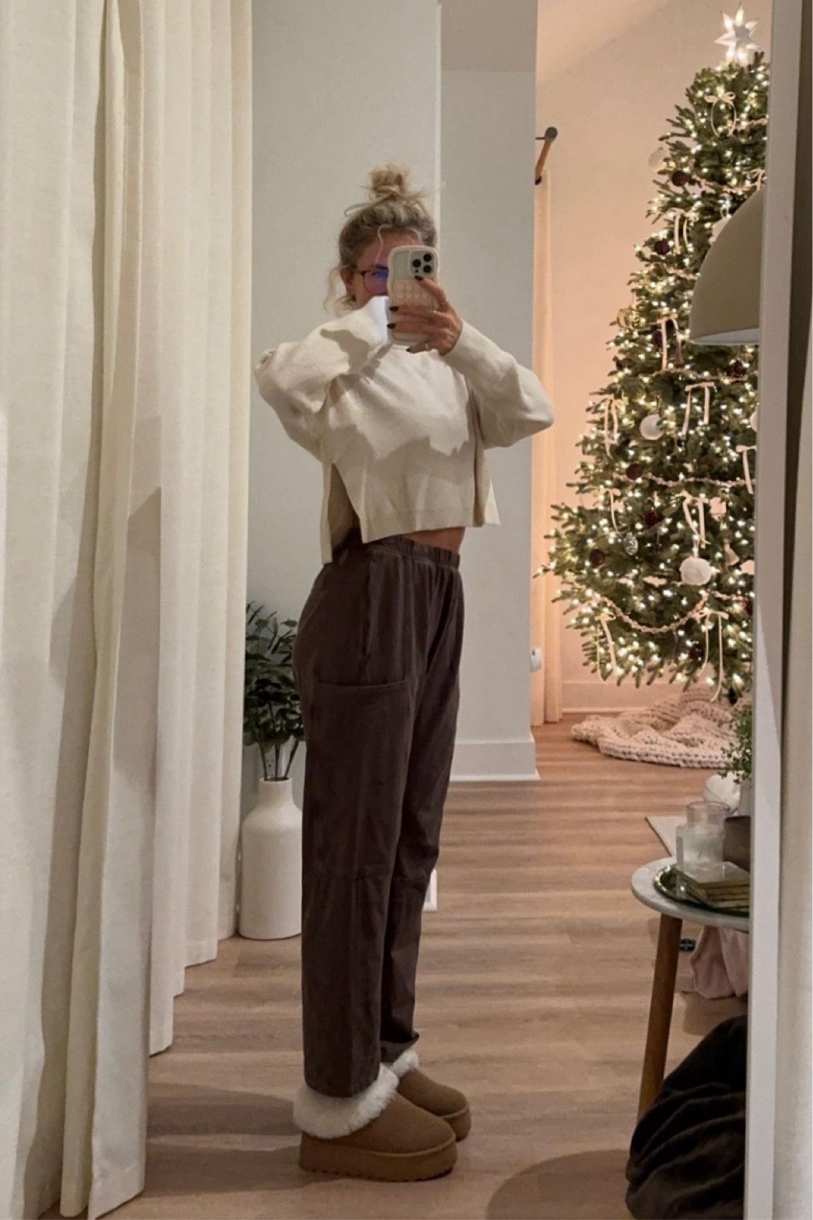 These pants are low stock in this color but other color options! I would say size up if you would prefer them baggier or low waisted like the pics on the site! Top is old but one I linked is even cuter! 

#LTKsalealert #LTKCyberWeek #LTKHoliday