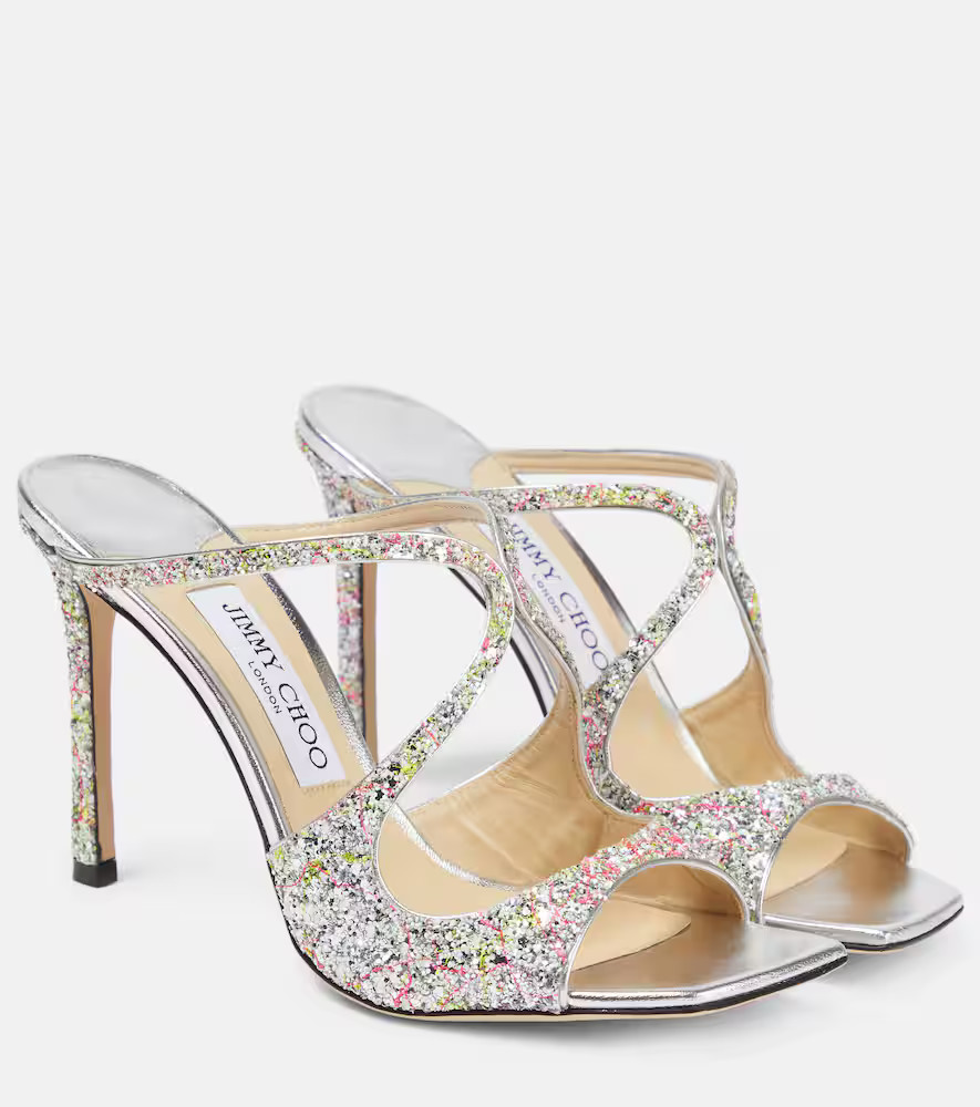 Jimmy Choo Anise glitter sandals | Mytheresa (UK)