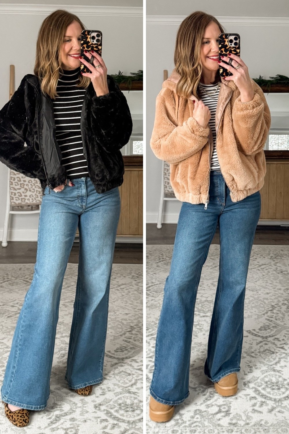 These $25 jeans are so comfortable and the most flattering pair of jeans in my closet. They’re the perfect wide leg/flare silhouette that give you legs for days and are so flattering in the booty. Plus their size inclusive. Styling them here with this very affordable faux fur jacket. It’s cute and cozy and a little more elevated than your puffer jacket but just as warm.

#LTKOver40 #LTKSaleAlert #LTKSeasonal