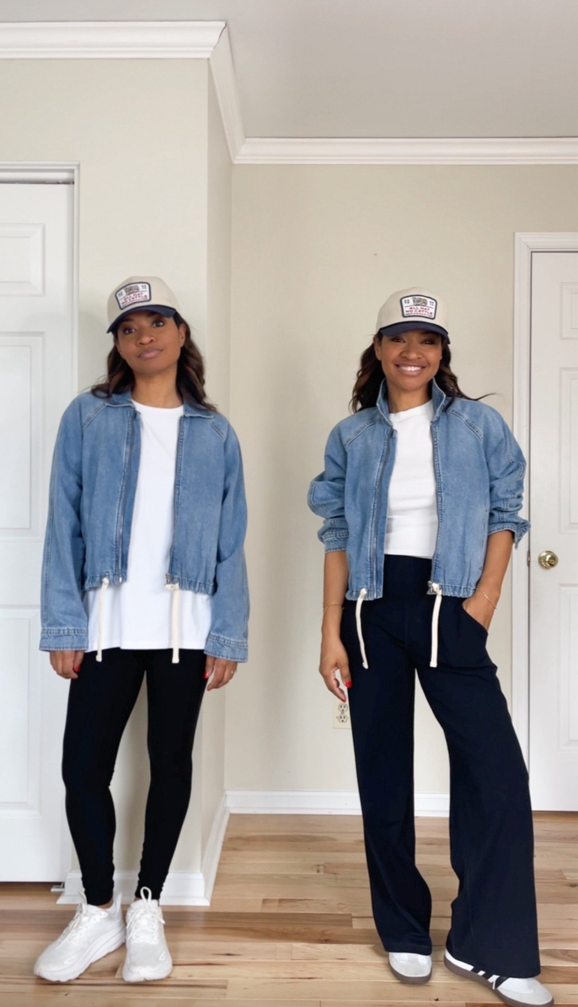 Sizing info: Jean jacket runs small so I’m wearing a large! But it’s great quality. My CRZ yoga pants are a size small. I’m 5.5 with shorter legs (longer torso). My adidas sambas are sized down 1/2 size. My long t shirt is a size medium  

#LTKgrwm #LTKootd #LTKOver40