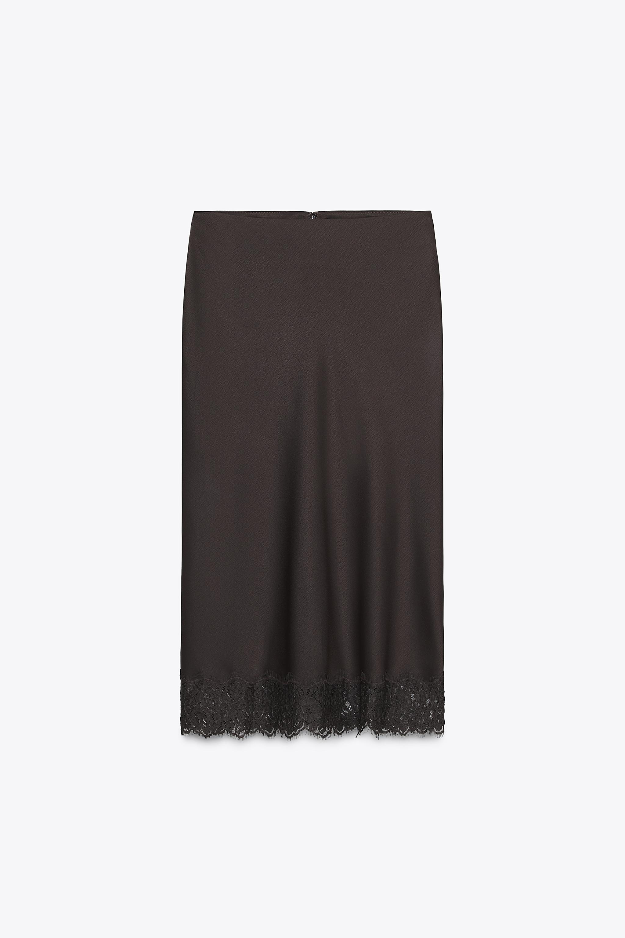 SATIN EFFECT LACE SKIRT ZW COLLECTION | Zara US