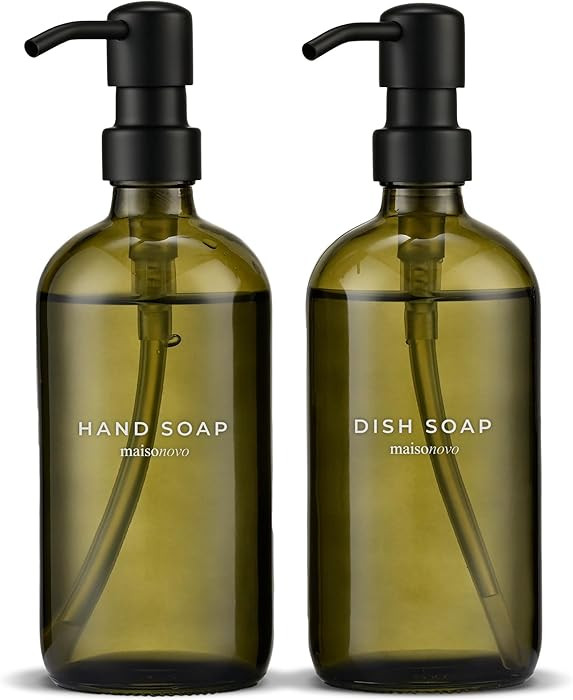 MaisoNovo Soap Dispenser 2-Piece Set | 16.9oz Green Bottles with Black Plastic Pumps | Amazon (US)