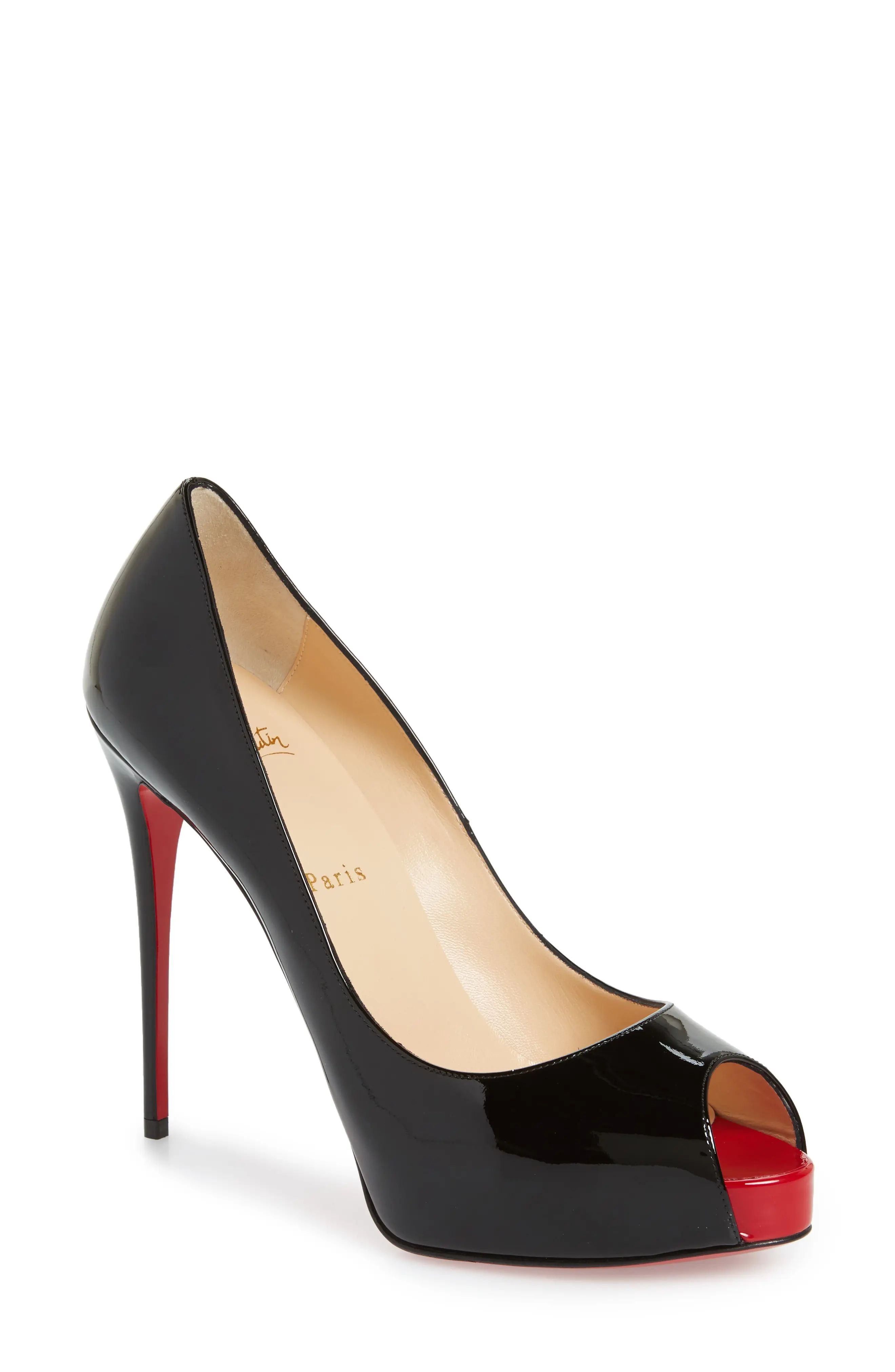 Christian Louboutin Prive Open Toe Pump in Black/Red at Nordstrom, Size 4Us | Nordstrom