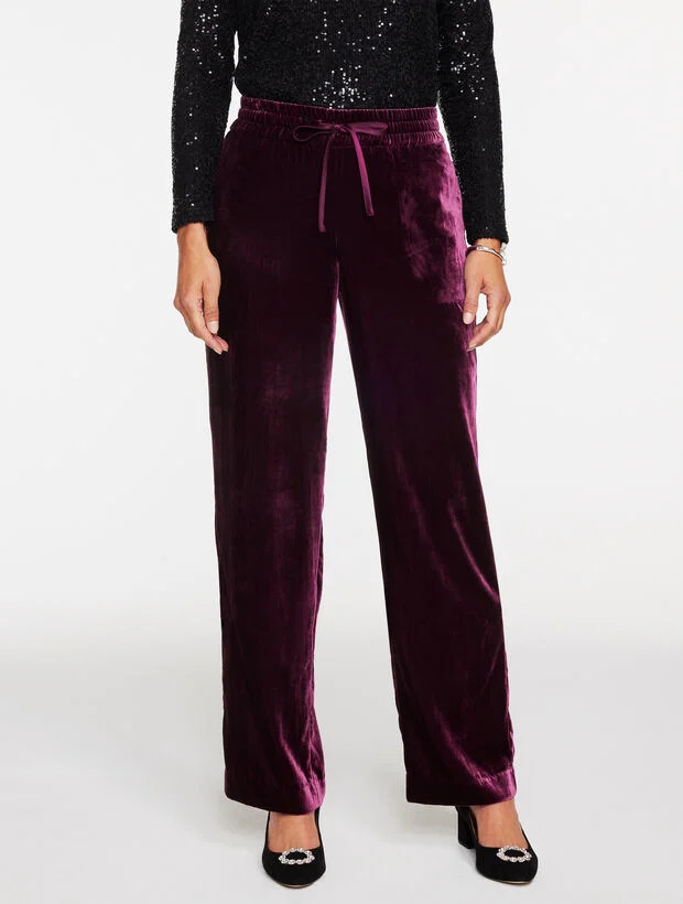 Straight Leg Velvet Pull-On Pants | Talbots
