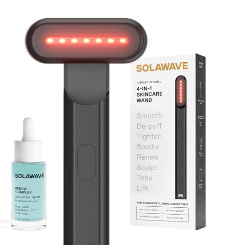 Solawave 4-in-1 Radiant Renewal Red Light Therapy Wand & Renew Complex Activation Serum | Beauty Device for Face & Neck | Serum Boosts Anti-Aging Effects, Reduces Wrinkles, Dark Circles & Puffiness | Amazon (US)