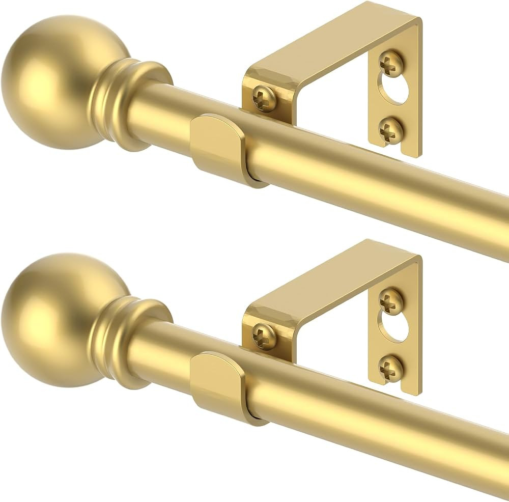 2 Pack Gold Curtain Rods for windows 28 to 78 inch, 5/8 inch Splicing Heavy Duty Metal Curtain Ro... | Amazon (US)