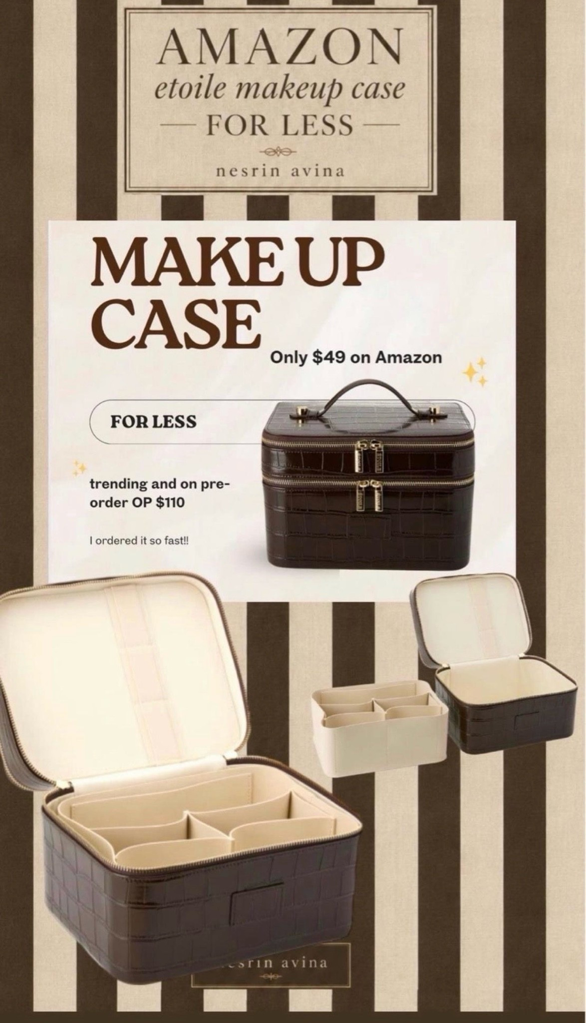 The viral etoile makeup case that is sold out and on pre order FOR LESS on Amazon.  #amazon #etoilemakeupcase #makeupcase

#LTKgrwm #LTKBeauty #LTKSaleAlert