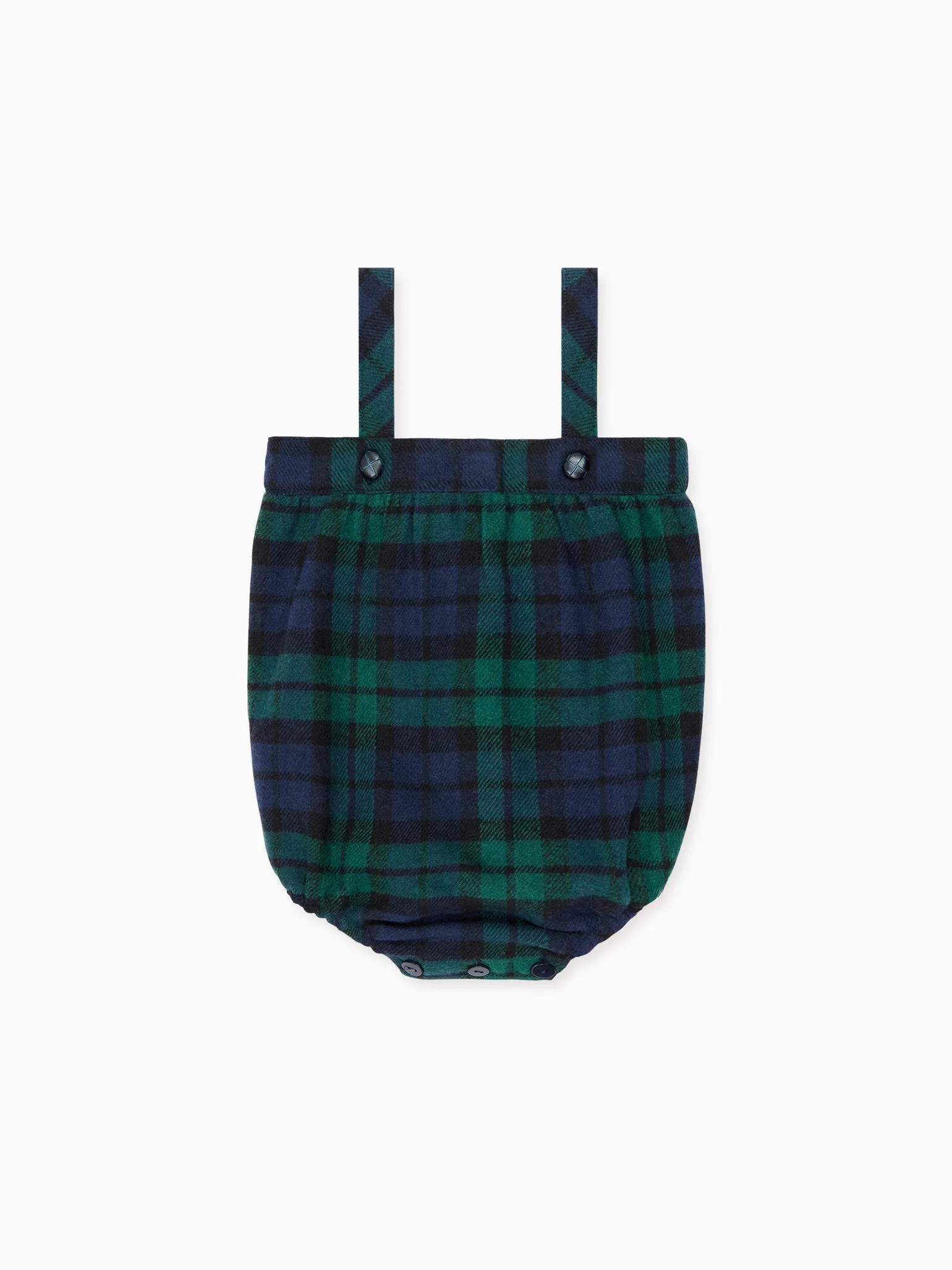 Green Tartan Filada Baby Romper Overalls | La Coqueta (US)