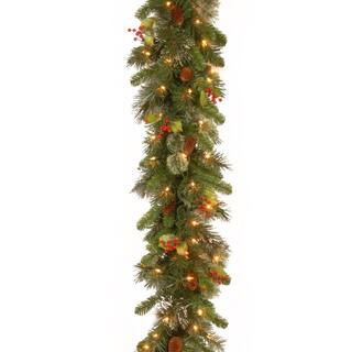 Wintry Pine 9 ft. Garland with Clear Lights | The Home Depot