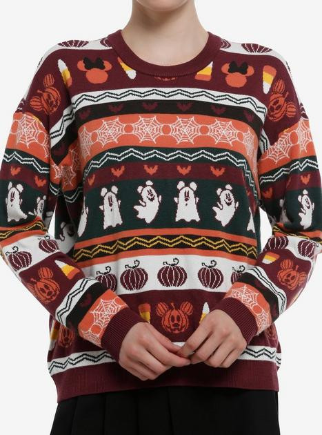Her Universe Disney Halloween Fair Isle Knit Girls Oversized Sweater | Hot Topic
