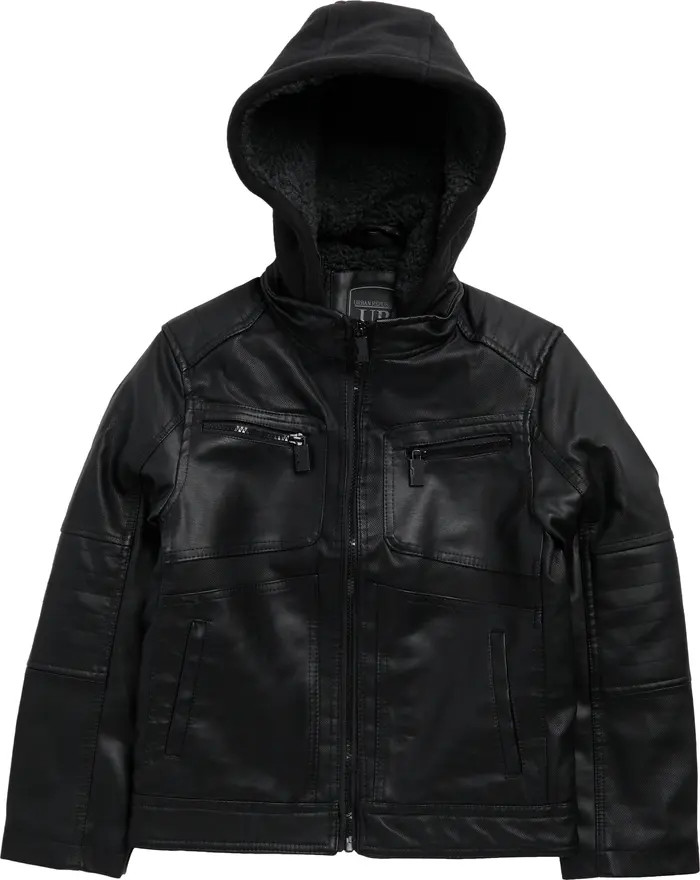 Urban Republic Kids' Faux Leather Jacket with Removable Hood | Nordstromrack | Nordstrom Rack
