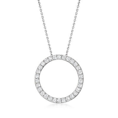 Ross-Simons 2.25 ct. t.w. CZ Open Eternity Circle Pendant Necklace in Sterling Silver Size 20 | Target