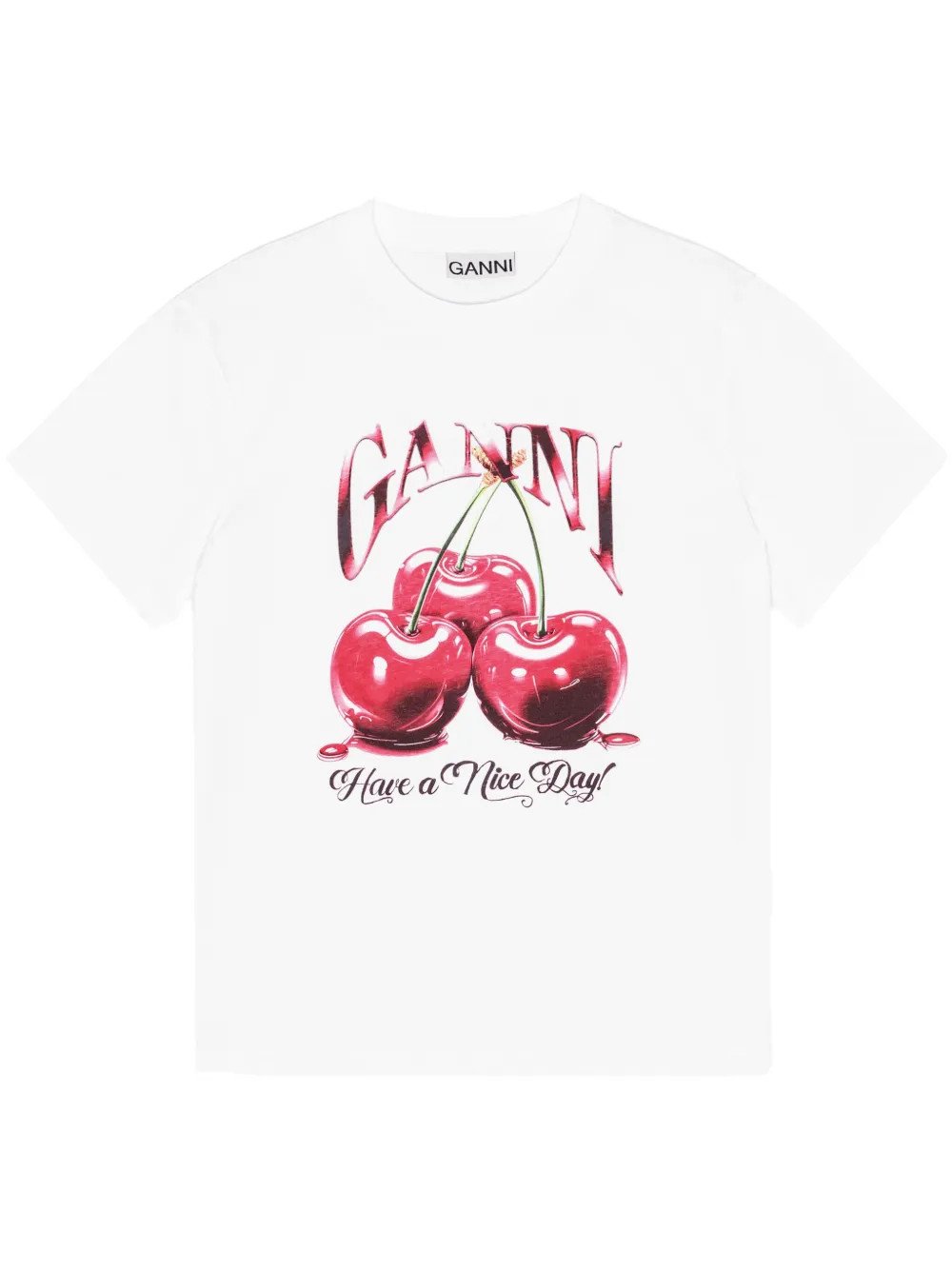 GANNI logo-print Graphic t-shirt  | White | FARFETCH | Farfetch Global