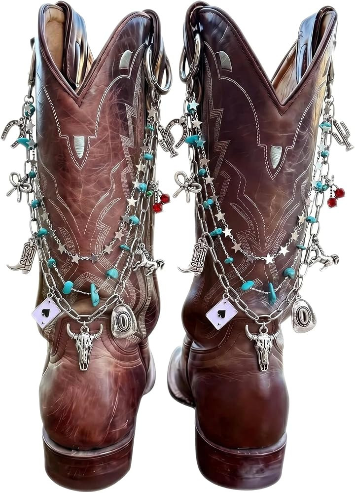 ARATLENCH Western Boot Charms with Turquoise Beads -Boho Vintage Gold Silver Festival Concert Cow... | Amazon (US)