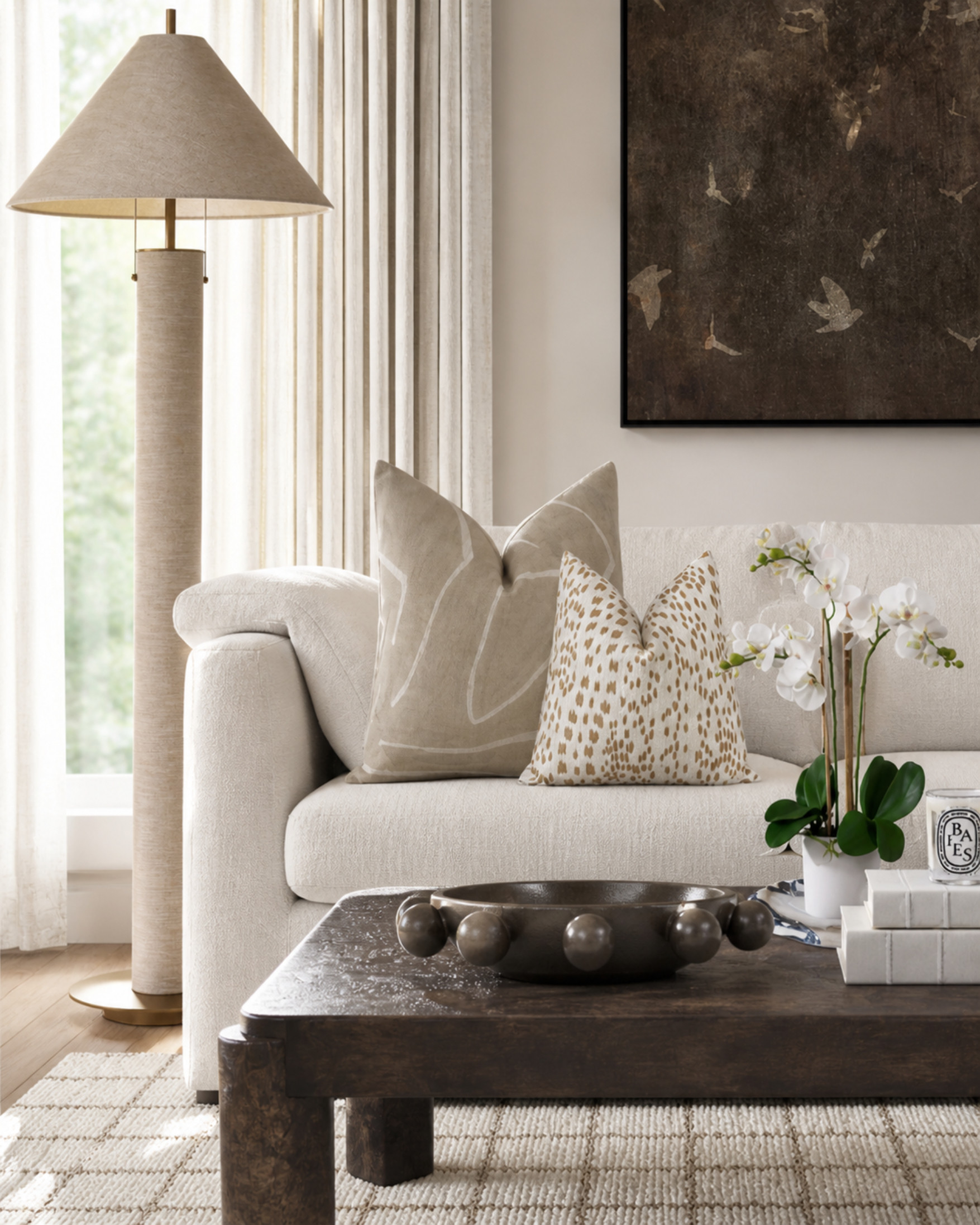 Soft neutrals, layered textures, and just the right amount of contrast 🤎
This living room look is all about creating a calm, elevated space with pieces that feel timeless and collected — from the linen-wrapped floor lamp and cozy pillows to the dark wood coffee table and sculptural accents.
Shop the look in my LTK ✨
This post contains affiliate links and I may earn a small commission from purchases at no additional cost to you.
#LTKHome #LTKFinds #HomeDecor #LivingRoomDecor #NeutralHome #InteriorStyling #OrganicModern #ModernTraditional #DesignerFinds #CoffeeTableStyling #CozyHome #RiverAndVineDesign 

 #LTKHome
