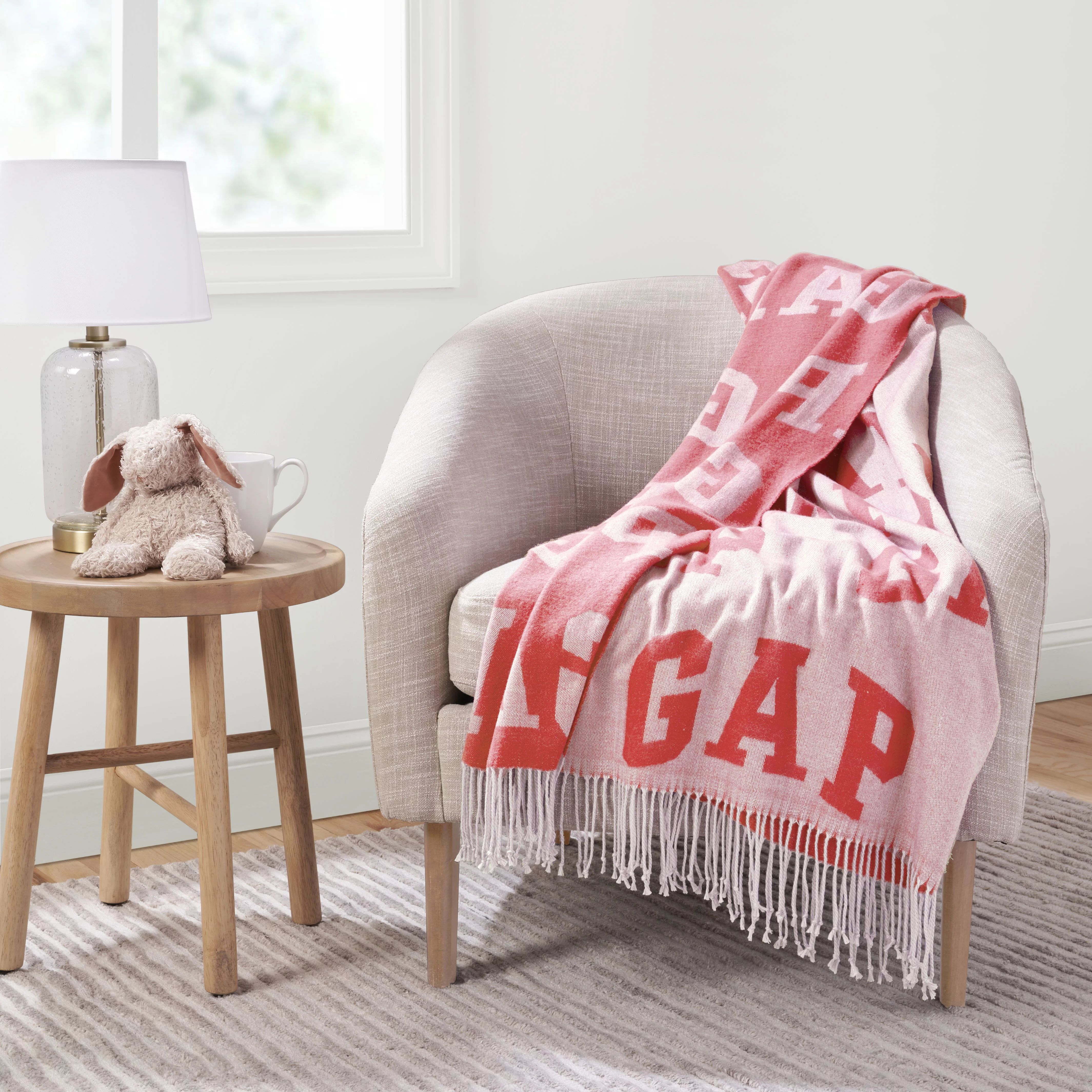 Gap Home Kids Logo Throw with Fringe, Red/White, 50 x60 | Walmart (US)