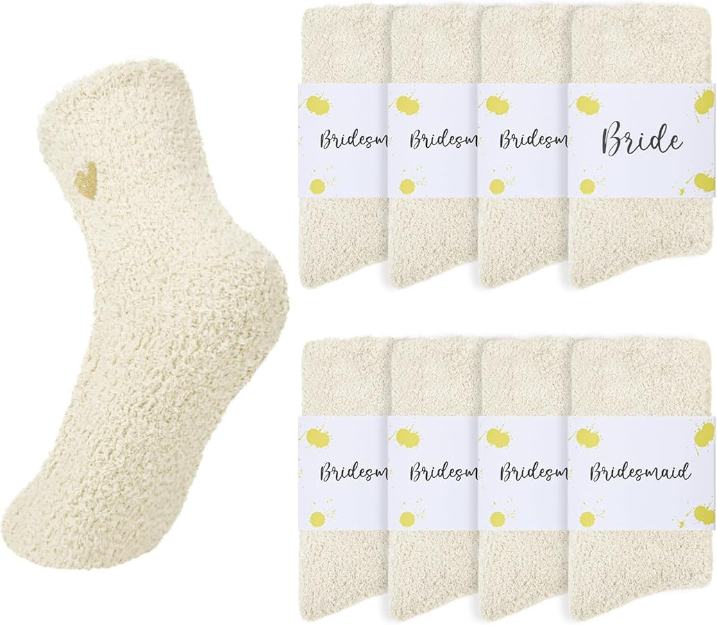 6 Pairs Fuzzy Socks Bridesmaid Proposal Gifts Set Cozy Soft Slipper Socks Wedding Party Favors fo... | Amazon (US)
