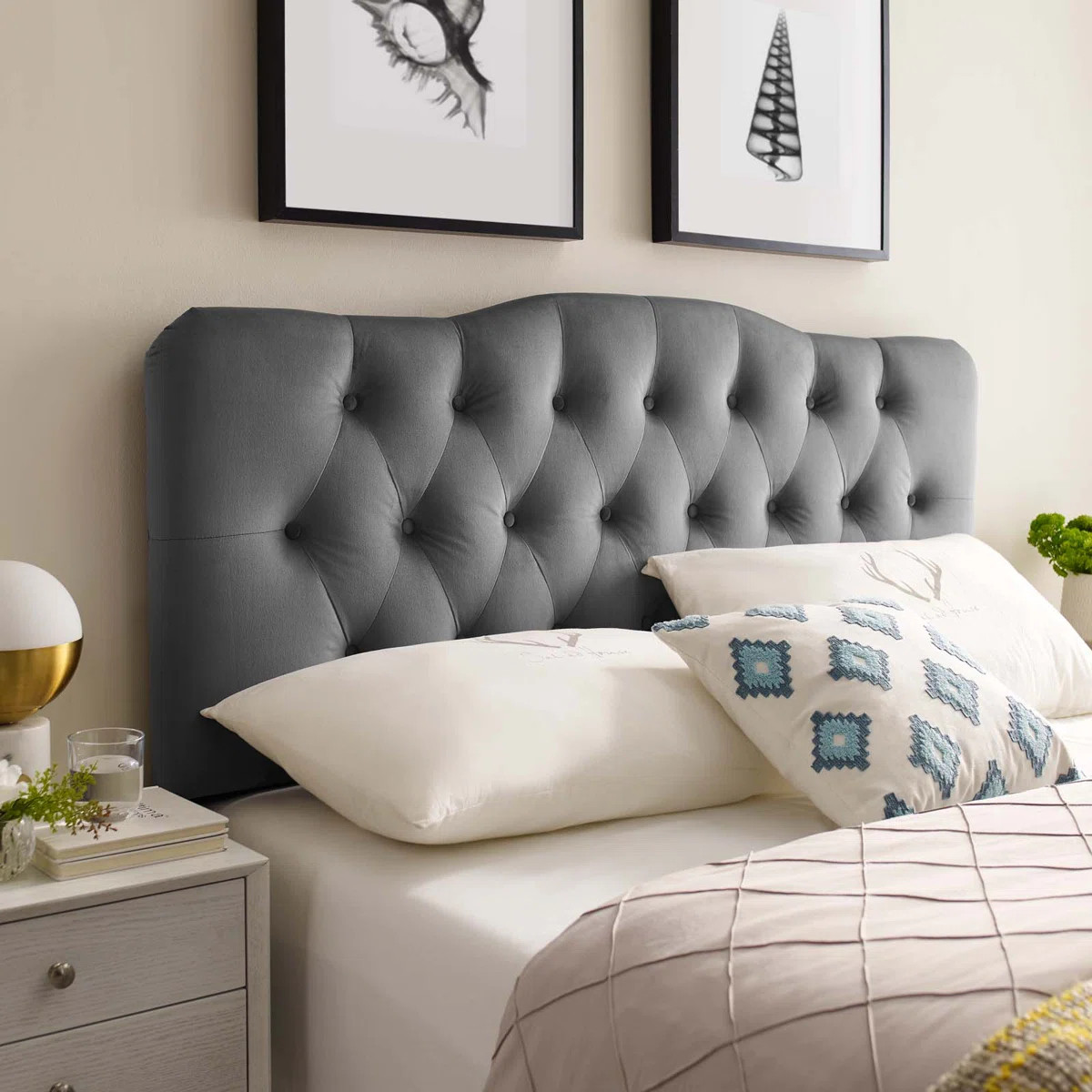 Modway Annabel Diamond Tufted Performance Velvet Headboard | Wayfair North America