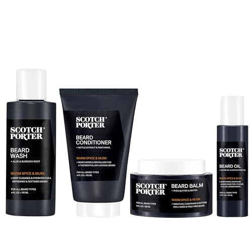 Scotch Porter Beard Kit – Cleanse, Moisturize, Soothe & Style Coarse, Dry Facial Hair while Encouraging Growth for a Fuller/Healthier-Looking Beard – Includes Wash, Conditioner, Oil & Balm | Amazon (US)