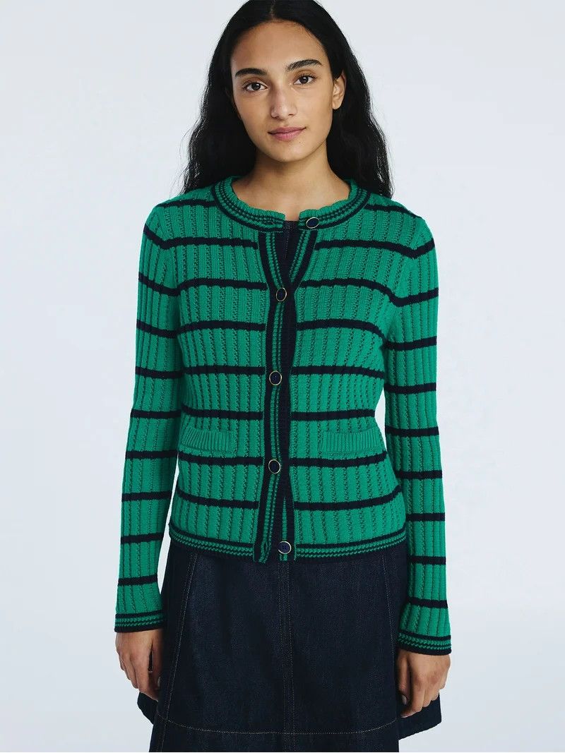 Free Assembly Women's Textured Stitch Cotton Cardigan Sweater with Long Sleeves, Lightweight, Siz... | Walmart (US)