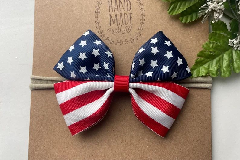 Red White and Blue Stars and Stripes 4th of July Baby Headband | Etsy | Etsy (US)